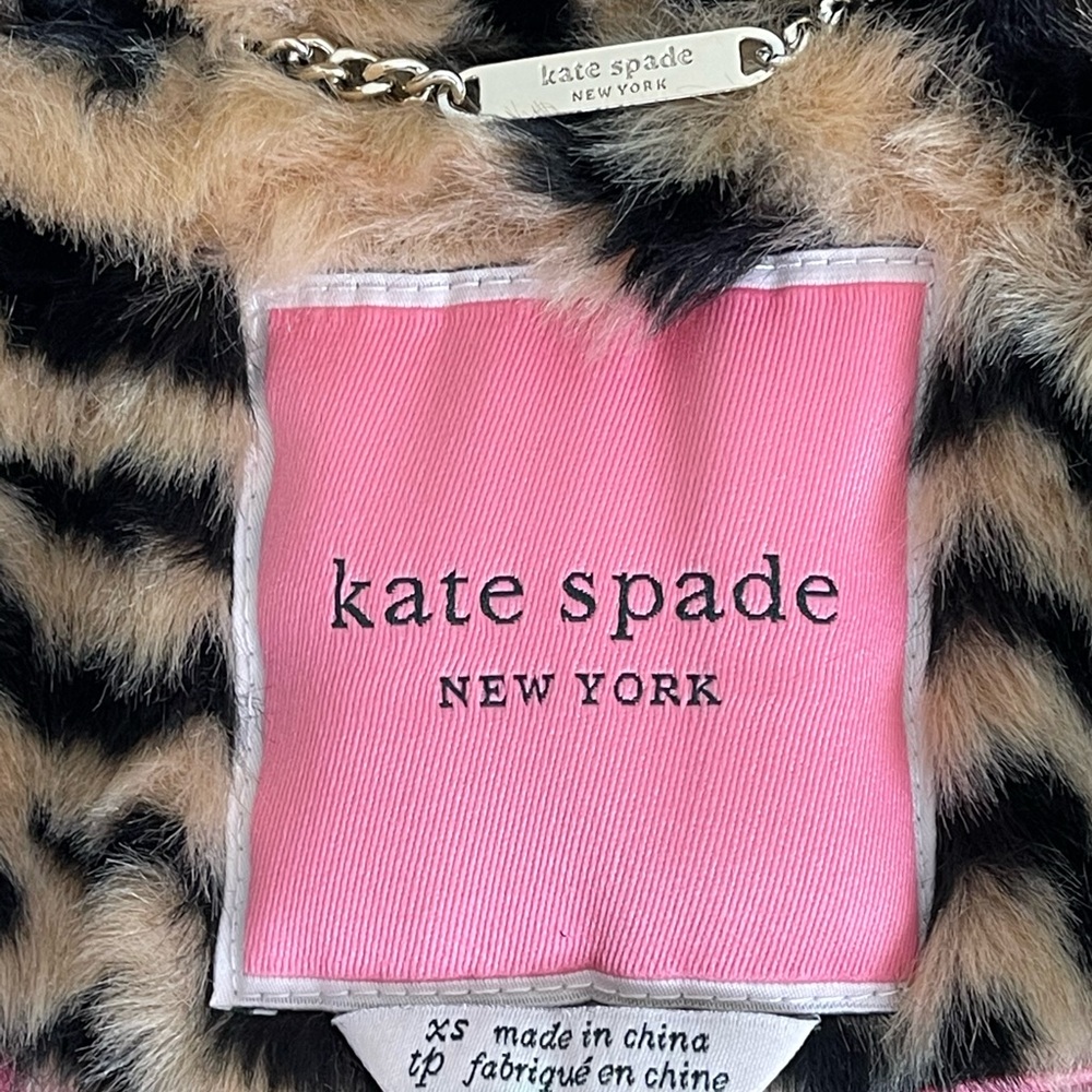 Kate Spade Faux fur animal print jacket Old Money Quiet Luxury NWT Size XS - Picture 7 of 10